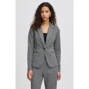 ICHI Ihkate NEW!! Herringbone Bl4 Women's Casual One Button Blazer Size Small